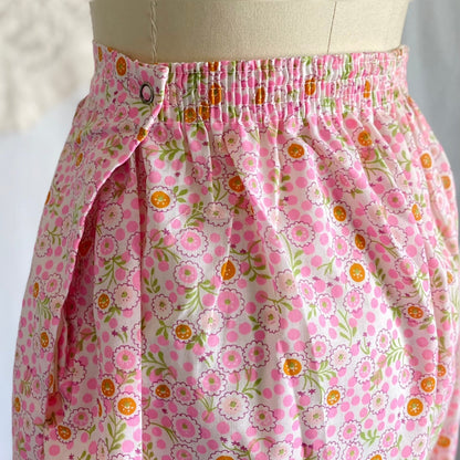 Vintage 1960's Pajama Set | Unworn Bright Floral Print Cotton with Mandarin Collar | Size M, LG | Lady No Belt, Formfit Rogers - Daggers & Dames