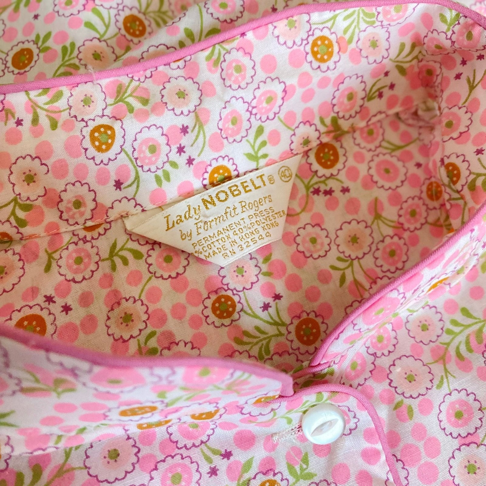 Vintage 1960's Pajama Set | Unworn Bright Floral Print Cotton with Mandarin Collar | Size M, LG | Lady No Belt, Formfit Rogers - Daggers & Dames