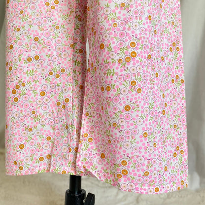 Vintage 1960's Pajama Set | Unworn Bright Floral Print Cotton with Mandarin Collar | Size M, LG | Lady No Belt, Formfit Rogers - Daggers & Dames