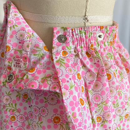 Vintage 1960's Pajama Set | Unworn Bright Floral Print Cotton with Mandarin Collar | Size M, LG | Lady No Belt, Formfit Rogers - Daggers & Dames