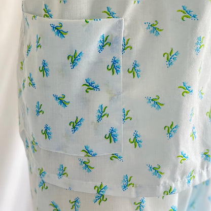 Vintage 1960's Pajama Set | Unworn Light Sky Blue Cotton with Floral Print | Size S - Daggers & Dames