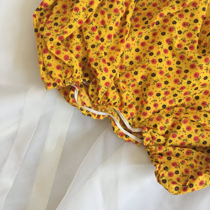 Vintage 1960's Panties | Goldenrod Floral Pattern Cotton with Ruffle Leg | New Old Stock | Low Waist Bloomers | Mushroom Gusset | Size XS - Daggers & Dames