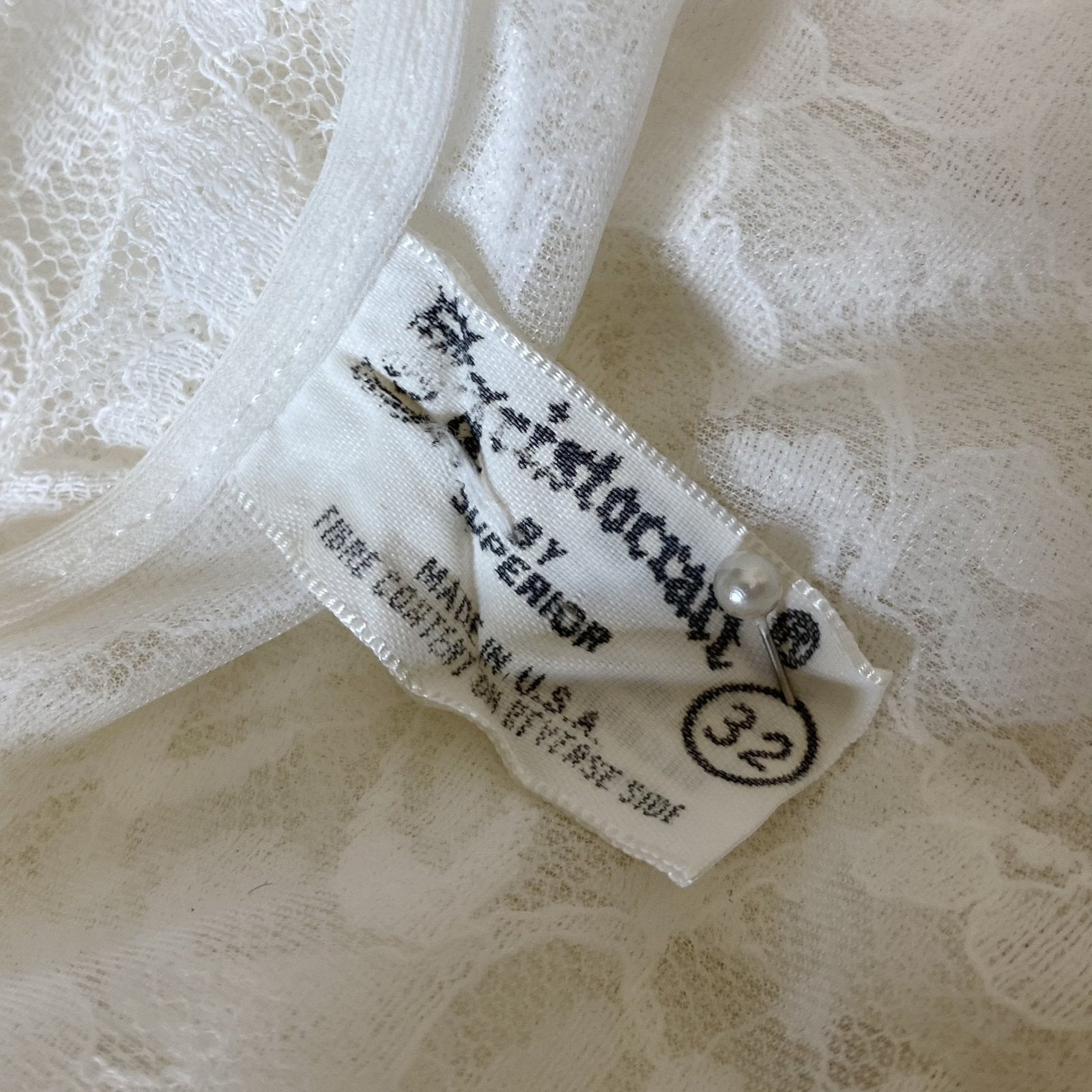 Vintage 1960's Peignoir Set | White Floral Lace with Ruffles & Pale Blue Satin | Size XS | Aristocraft - Daggers & Dames