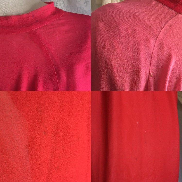 Vintage 1960's Pencil Dress with Cape Set | Scarlet Red & Light Pink Silk Chiffon | Bloomfield's | Size XS - Daggers & Dames