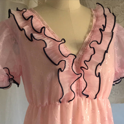 Vintage 1960's Pink Ruffled Nightgown - Daggers & Dames