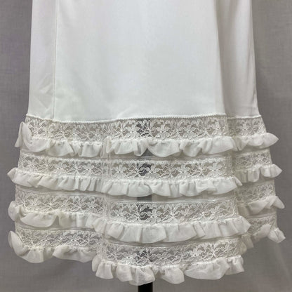 Vintage 1960's Slip | Bright White Nylon with Lace & Chiffon Ruffles | Size 38-42 Bust, M/LG | Glencraft -Never Worn - Daggers & Dames