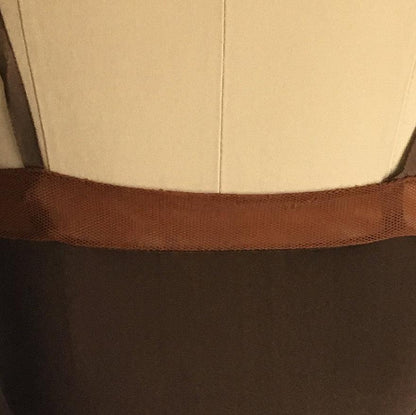Vintage 1960's Slip | Mocha Brown Rayon with Mesh Netting & Bias Cut | Size XS - Daggers & Dames
