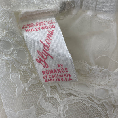 Vintage 1960's Teddy | Sheer White Nylon chiffon with Lace & Detachable Garters | Size XS, S | Glydon's of Hollywood - Daggers & Dames