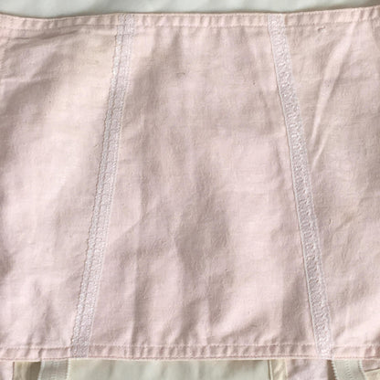 Vintage 1970's Garter Belt Girdle | Pink Cotton & White Satin with Lace | Button Side | Size LG - Daggers & Dames