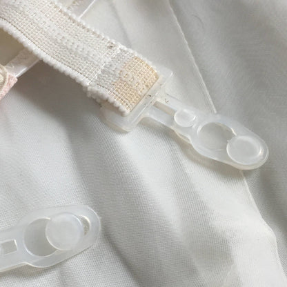Vintage 1970's Garter Belt Girdle | Pink Cotton & White Satin with Lace | Button Side | Size LG - Daggers & Dames