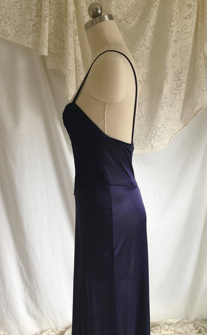 Vintage 1970's Nightgown | Silky Blue Polyester | 70's does 40's Slip Dress | Size XSM/SM - Daggers & Dames