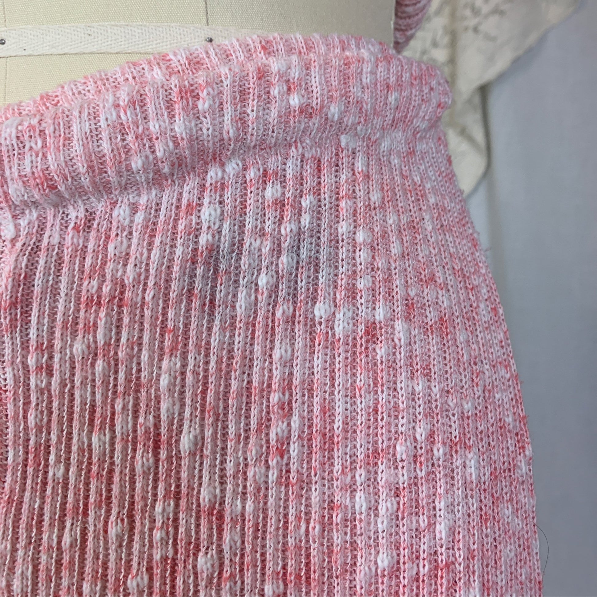 Vintage 1970's Pajama Set | 3 Piece Pink & White Calico Sweater Knit | Size S, M | Beeline - Daggers & Dames