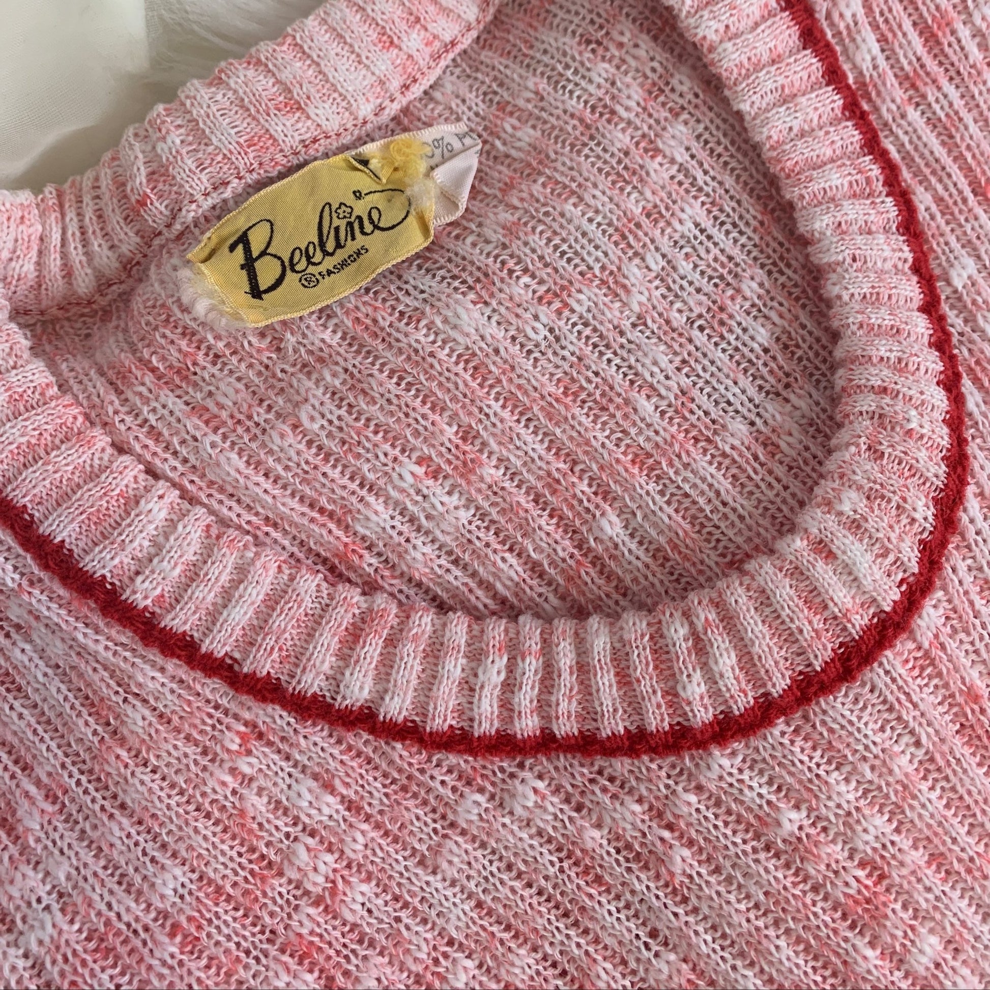 Vintage 1970's Pajama Set | 3 Piece Pink & White Calico Sweater Knit | Size S, M | Beeline - Daggers & Dames