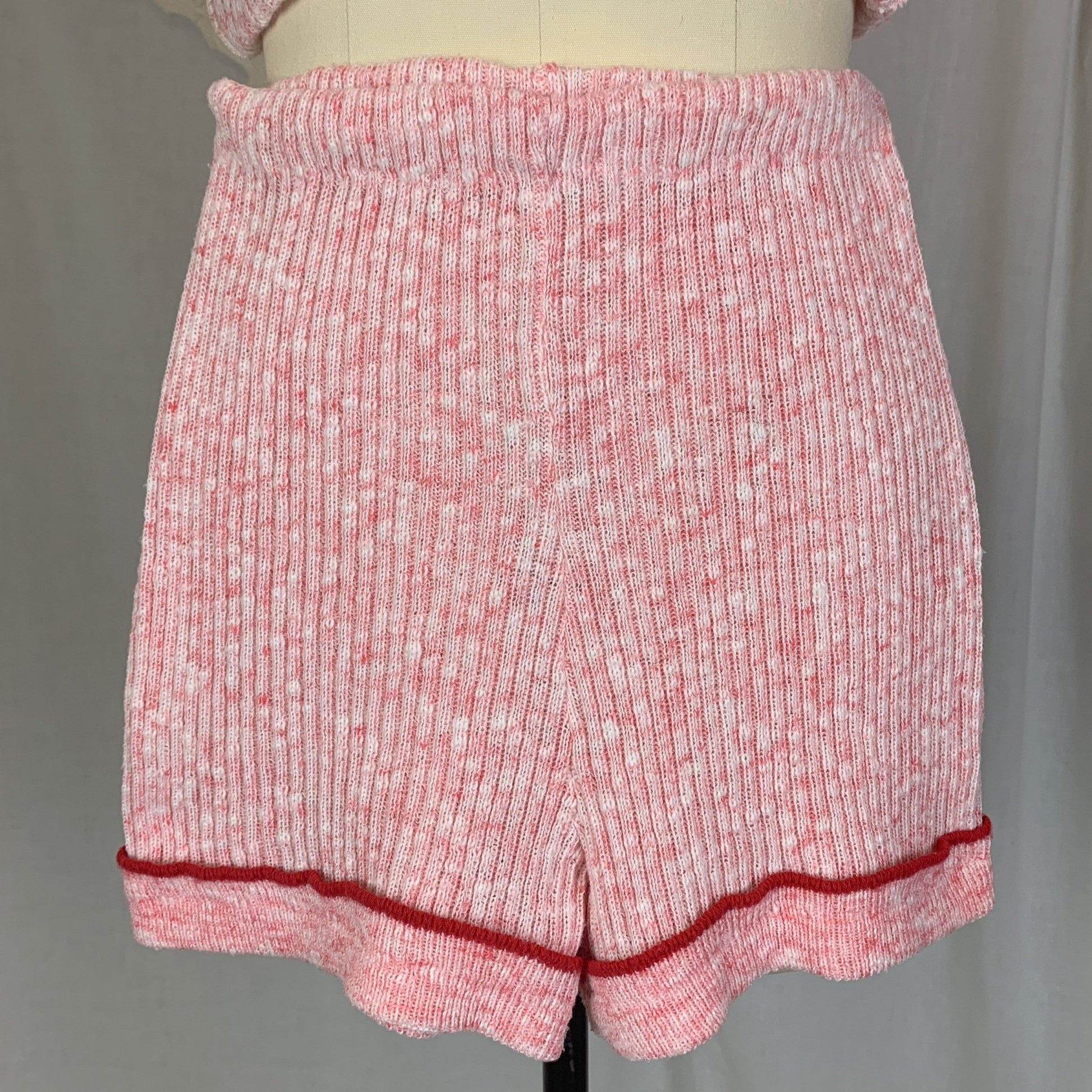 Vintage 1970's Pajama Set | 3 Piece Pink & White Calico Sweater Knit | Size S, M | Beeline - Daggers & Dames