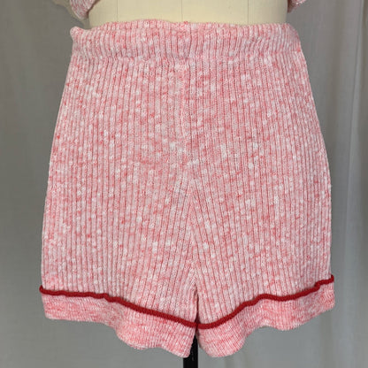 Vintage 1970's Pajama Set | 3 Piece Pink & White Calico Sweater Knit | Size S, M | Beeline - Daggers & Dames