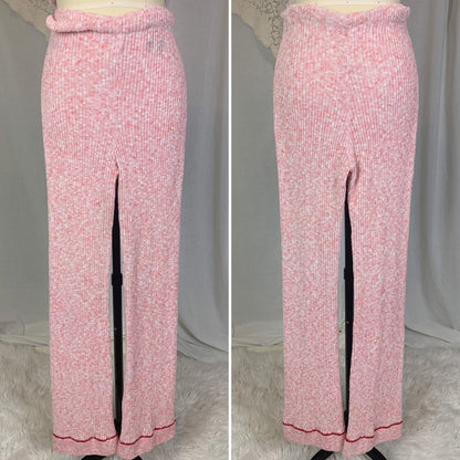 Vintage 1970's Pajama Set | 3 Piece Pink & White Calico Sweater Knit | Size S, M | Beeline - Daggers & Dames