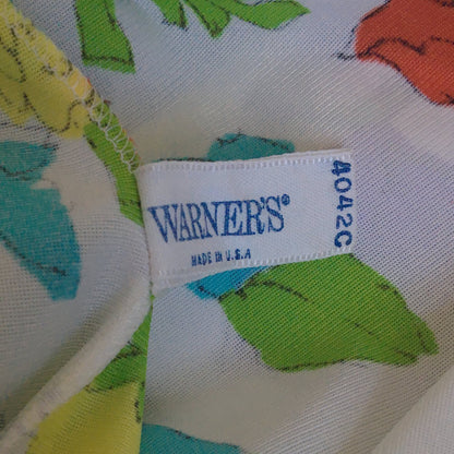 Vintage 1970's Slip | White Nylon with Watercolor Floral Pattern | Warner's | Size S, M - Daggers & Dames