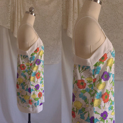 Vintage 1970's Slip | White Nylon with Watercolor Floral Pattern | Warner's | Size S, M - Daggers & Dames